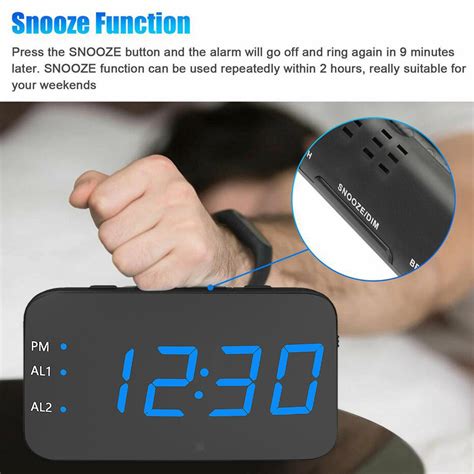 Digital LED Snooze Electronic Alarm Clock Voice Control Temperature ...