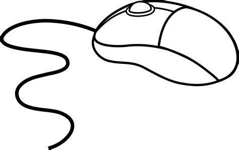 Computer Mouse Line Art - Free Clip Art