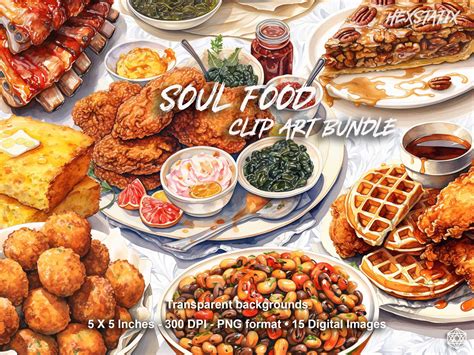 Soul Food Clipart, Watercolor Food Clip Art, Food PNG, Watercolor Food ...