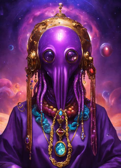 Lexica - Purple psychic space squid with jewelry