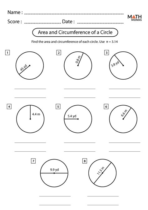 Circumference And Area Of A Circle Worksheet