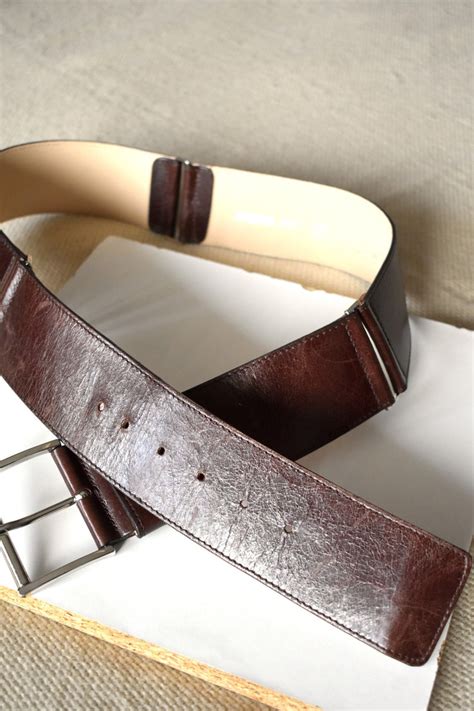 Vintage 90's Chunky Brown Leather Belt/ Wide Waist Belt/ - Etsy