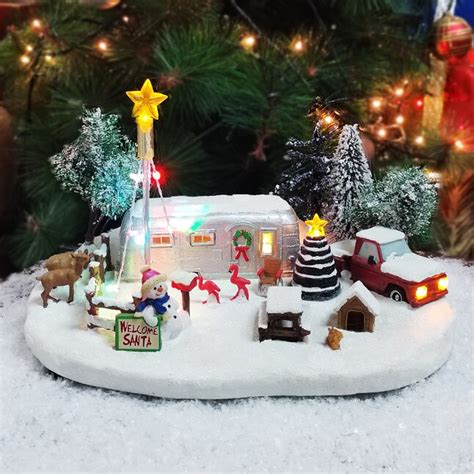 Carole Towne Ct Holiday Camper Lighted Village Scene in the Christmas ...