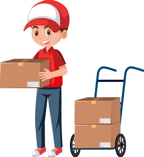 Delivery man holding a package cartoon character 5181223 Vector Art at ...