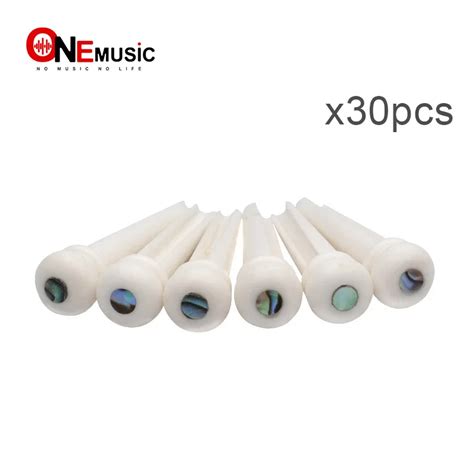 30 Pcs White Acoustic Guitar Bridge Bone Pins With Pearl Shell Dot ...