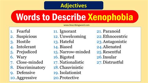 100+ Adjectives for Xenophobia, Words to Describe Xenophobia ...