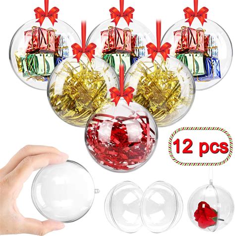 Amazon.com: Swonuk Clear Plastic Fillable Ball Ornament Baubles ...