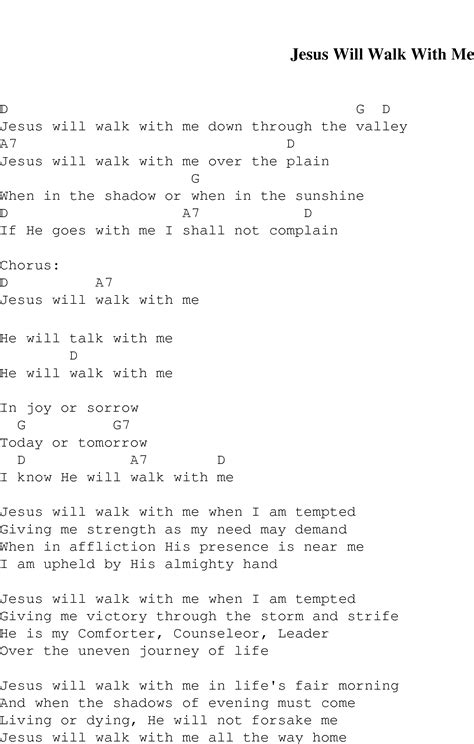 Jesus Will Walk With Me - Christian Gospel Song Lyrics and Chords