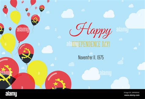 Angola Independence Day Sparkling Patriotic Poster. Row of Balloons in ...