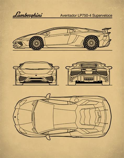 Buy Patent Print Auto Art Lamborghini Aventador Blueprint Online in ...