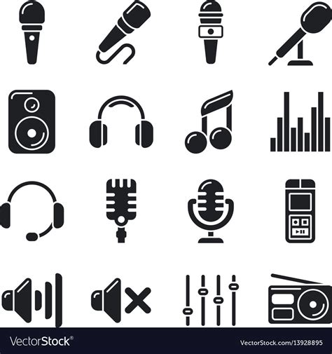 Studio microphones music icons Royalty Free Vector Image