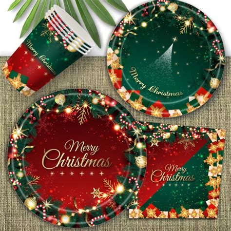 YES LADY Paper Christmas Disposable Tableware Decorations Convenient ...