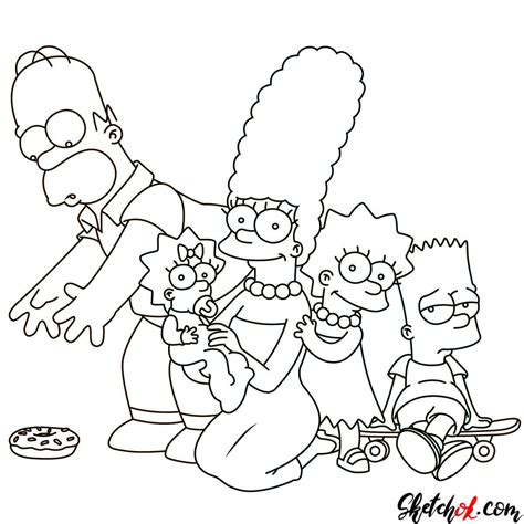 How to draw the Simpsons family together - Sketchok easy drawing guides ...