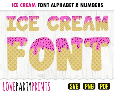 ICE CREAM FONT Svg Png and Pdf Files 300dpi High Quality - Etsy