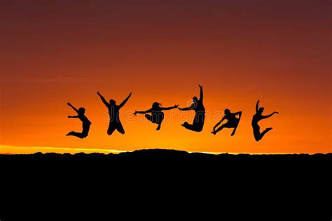 Silhouette of Friends Jumping Stock Image - Image of friendship ...