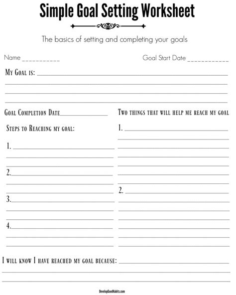 4 Free Goal Setting Worksheets – FREE Forms, Templates and Ideas to ...