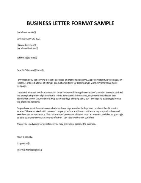 Sample of business letter - Wasaustin