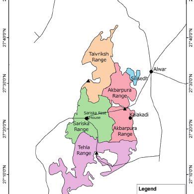 Map of Sariska National Park and Bardod Closed | Download Scientific ...