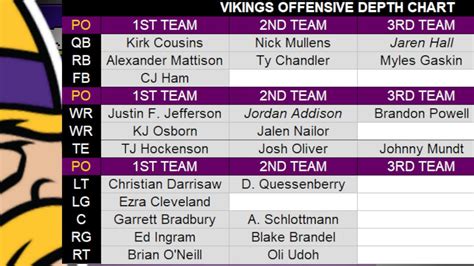 Vikings Roster 2024 Depth Chart - Matty Shellie