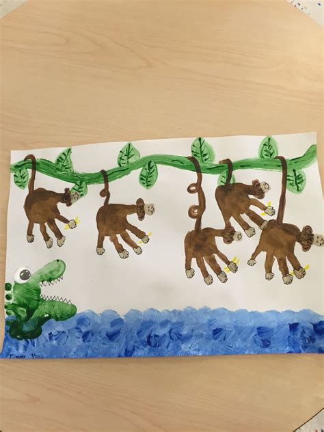 5 Monkeys swinging in a tree | Monkey crafts, Animal crafts preschool ...