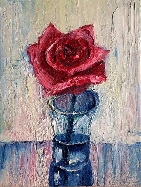 Red Rosa Painting by Ramal Kazim | Saatchi Art