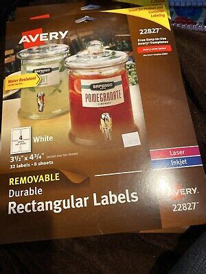 Avery 22827 Removable Durable Labels, White 3 1/2" x 4 3/4" 32 Labels ...