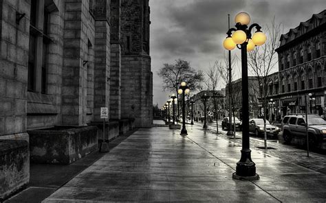 HD wallpaper: Black White Nature Yellow Walk Street Lights Free Desktop ...