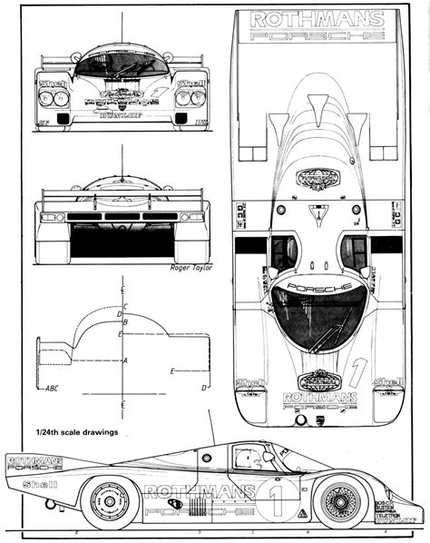 Porsche 956 Le Mans 1982 Blueprint - Download free blueprint for 3D ...