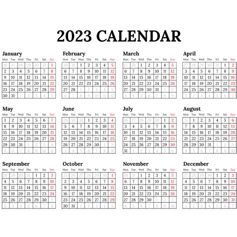 Black Simple 2023 Calendar Table Design Kalender, 2023 Calendar Pages ...