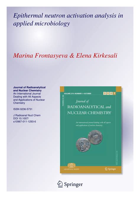 (PDF) Epithermal neutron activation analysis in applied microbiology