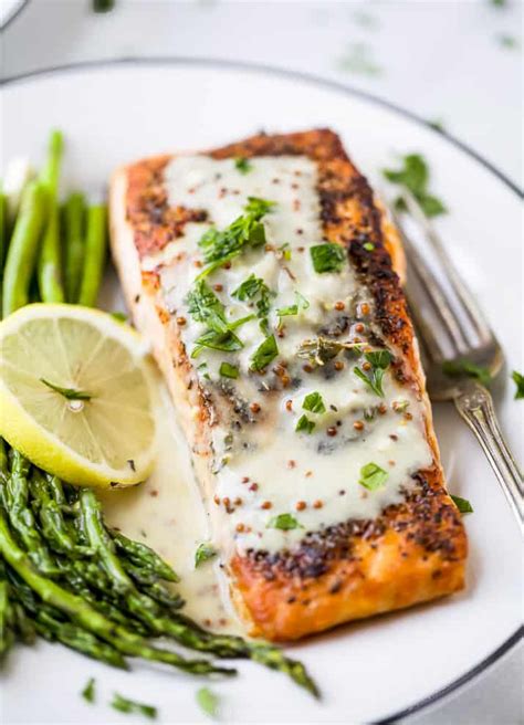 Pan Seared Salmon with Creamy Dijon Sauce | Joyful Healthy Eats