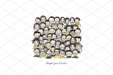 Group of people, sketch for your | Vector Graphics ~ Creative Market