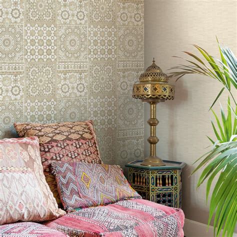 Grandeco Botanical Moroccan Tile Pattern Wallpaper Retro Floral ...