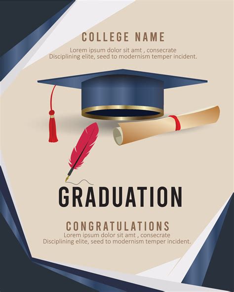 colorful graduation invitation template with flat design 20801987 ...