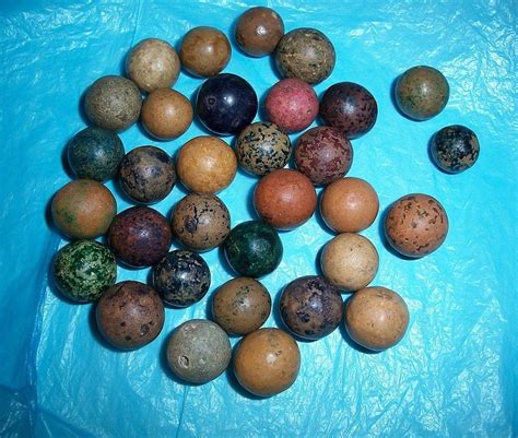 antique clay marbles lot of 32 with homemade gift box ** | #1797195658