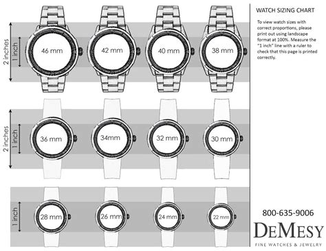 Printable Watch Band Size Chart