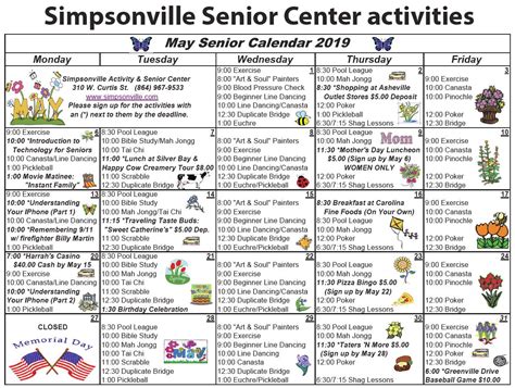 Simpsonville Senior Center activities – The Simpsonville Sentinel