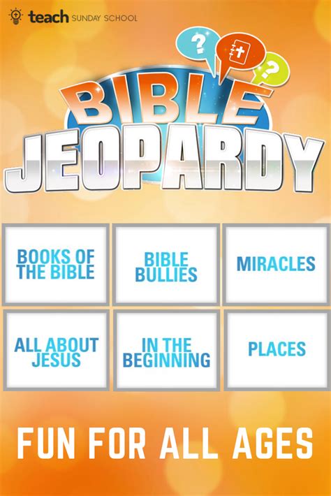 Bible Jeopardy Game: Print & Play | Sunday school games, Bible trivia ...