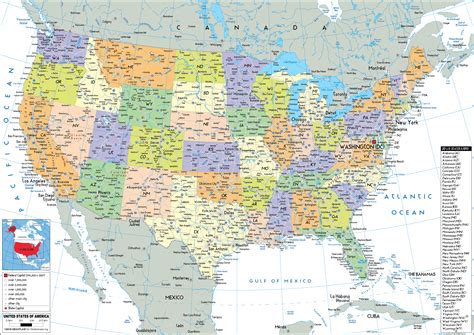 United States Map (Political) - Worldometer