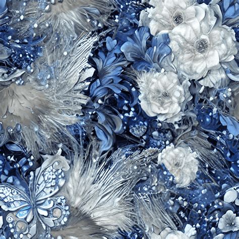 Navy Blue Flowers Floral Pattern · Creative Fabrica