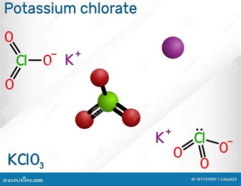 Potassium Chlorate, Potcrate, KClO3 Molecule. Structural Chemical ...