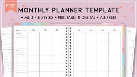 Free Printable Monthly Planner Template - World of Printables