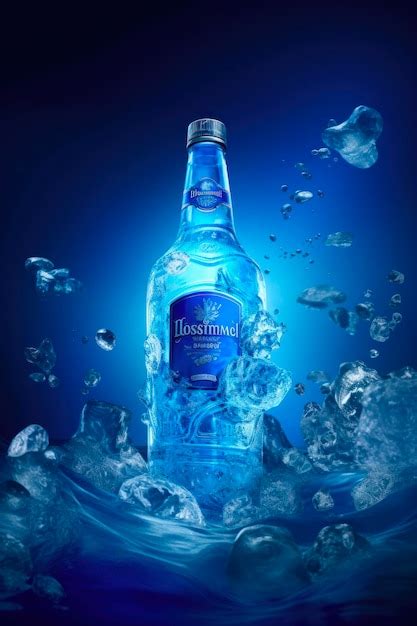 Premium AI Image | A bottle of blue vodka is in the water.