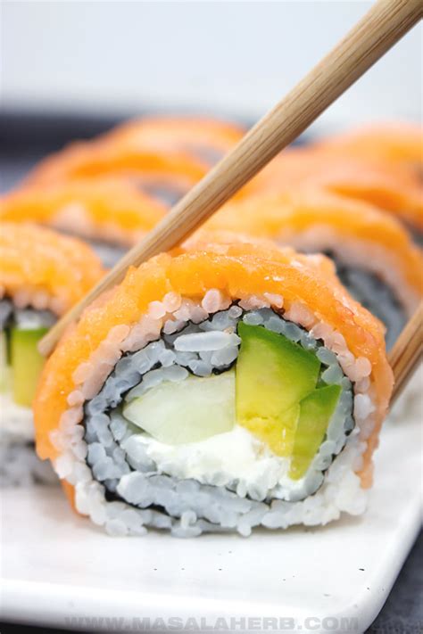 Philadelphia Roll Sushi Recipe (+VIDEO) | MasalaHerb.com