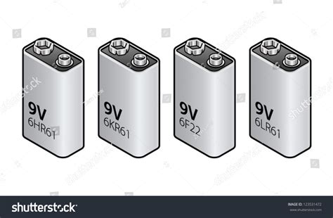 Detailed 9v Dry Cell Batteries Labelled Stock Vector 123531472 ...