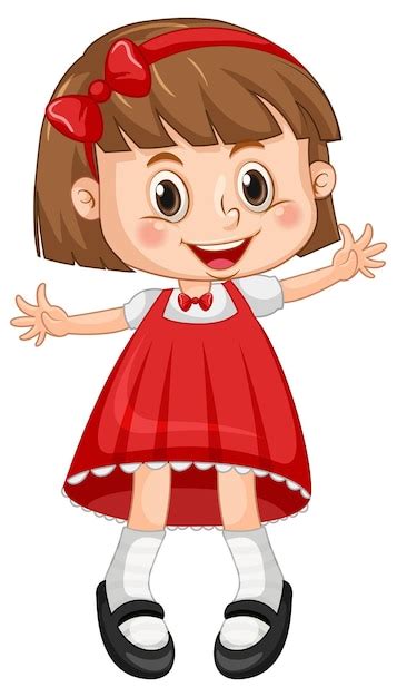 Free Vector | Little cute girl in red dress