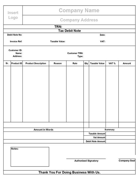 Ready-To-Use UAE VAT Debit Note Format - MSOfficeGeek