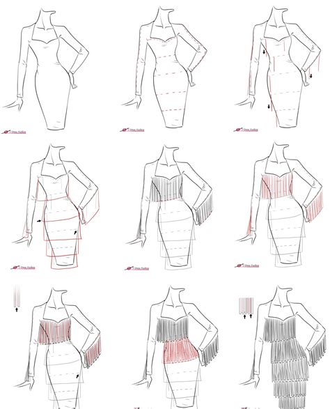 A step by step tutorial on how to draw fringe dress. | Modeskizzen ...