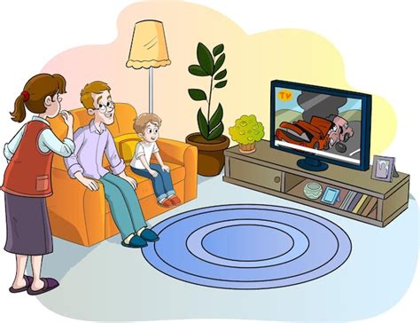 Premium Vector | Vector illustration of family watching tv