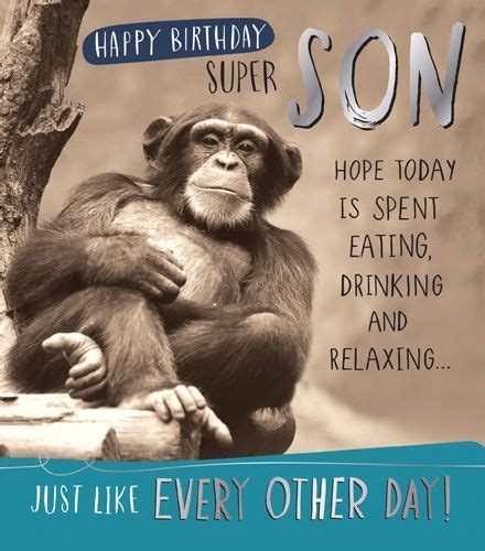 Funny Son Birthday Cards - HAPPY Birthday SUPER SON - Monkey Birthday ...